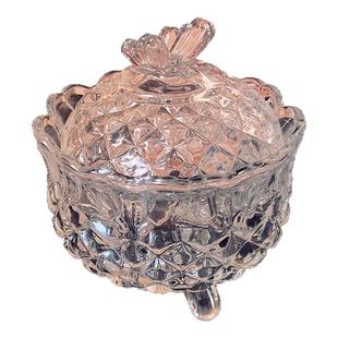 加厚家用轻奢玻璃糖缸欧式咖啡桌面装饰糖果菠萝纹零食干果储物罐