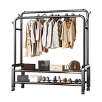 晾衣架落地家用卧室挂衣架宿舍室内双杆双层晒衣服架子简易凉衣杆