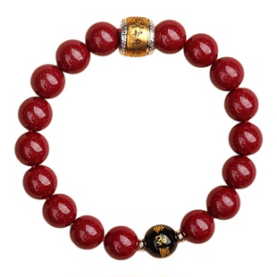 【普陀山官方】朱砂六字真言本命佛手串男女款护身符本命年手链