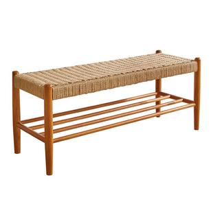 家逸全实木换鞋凳樱桃木色进门穿鞋凳矮凳门口凳子玄关鞋架脚踏凳