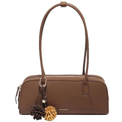 百丽包包女2025新款保龄球枕头包单肩手提波士顿腋下法棍包8547A