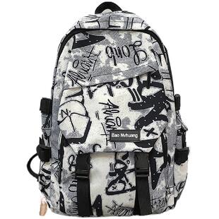 书包男小学生初中生美式高街双肩包高中生男生高颜值大容量潮背包