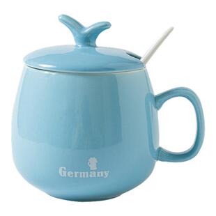 马克杯带盖勺陶瓷杯子女士新款家用喝茶水杯男办公室咖啡杯高颜值