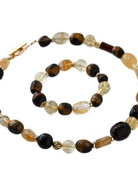 WY 新款金霸原创设计黄水晶虎眼石招财水晶手串明星同款黄水晶