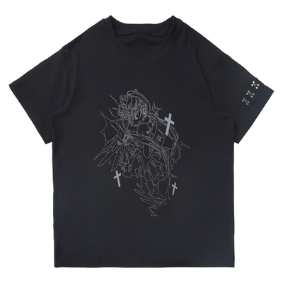 pinksavior【琉璃夜空】夏日反光印花显瘦宽松休闲黑色短袖