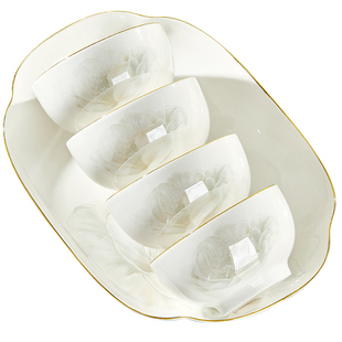 优尊陶瓷碗家用10个吃饭碗套装清新餐具加厚面碗2026新款碗盘组合