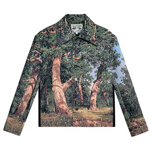 林野 复古森林提花拼接修身短夹克外套 山谷少年独立设计师男装