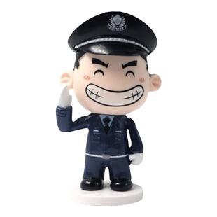 叱咤小警警察公仔手办交警人偶玩偶礼物模型玩具车载公安摆件