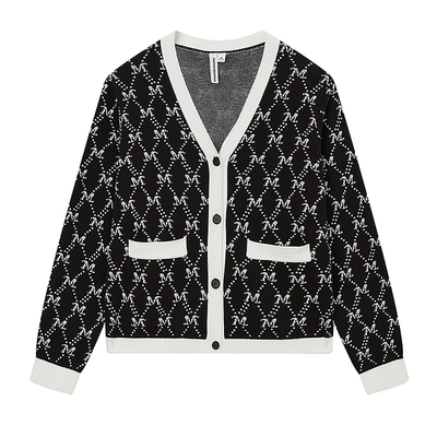 美特斯邦威v领开衫女士毛衣