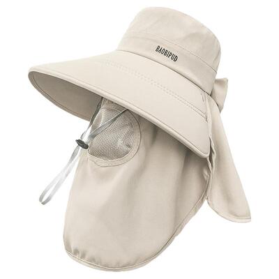 遮全脸防晒帽子面罩一体可扎马尾