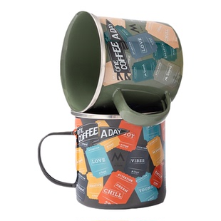 M Stand复古搪瓷马克杯8周年马克杯搪瓷咖啡杯500ml把手马克杯