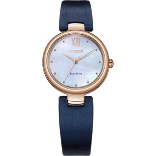 Citizen日本西铁城手表女光动能贝母盘玫瑰金钢带女表EM0533-82Y