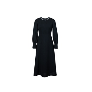 HeyDress法式复古黑色连衣裙女秋冬高级气质经典赫本风长袖小黑裙