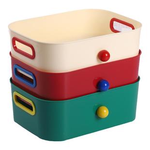 桌面收纳盒多巴胺零食文具杂物整理神器化妆品面膜宿舍置物筐可爱