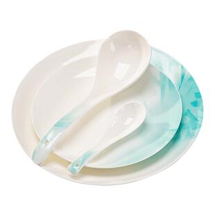 绿钻陶瓷碗碟套装礼品景德镇骨瓷餐具碗筷组全套家用乔迁送小礼品