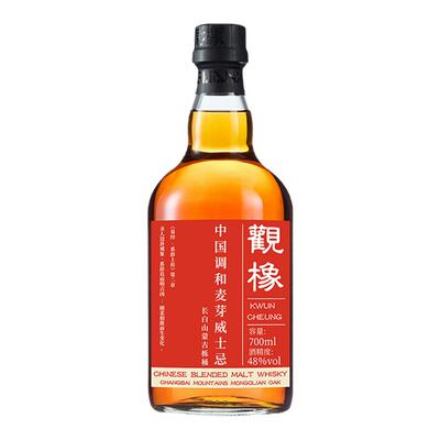 新品金奖-观橡调和麦芽威士忌长白山蒙古栎桶48度烈酒700ml盒装