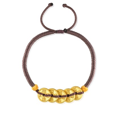 黄金足金五帝钱手链92651B