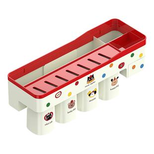 牙刷牙杯置物架壁挂式免打孔卫生间洗漱台牙膏刷牙磁吸漱口杯架子