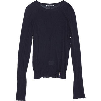 fafamoon设计师品牌夏季宽松薄透针织网纱长袖打底T恤女