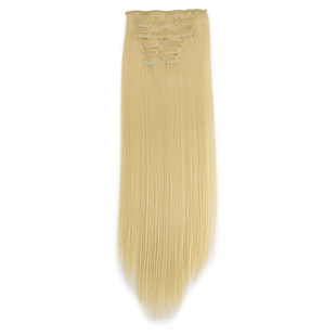 化纤高温丝六件套卡子发16卡假发片直发Clip In Hair Extensions