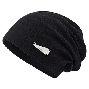 黑色冷帽堆堆帽子女2025新款高级感显脸小月子帽大头围包头针织帽