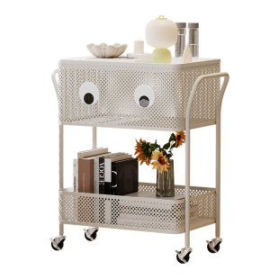 可移动创意客厅沙发边几带轮卧室网红简约奶油风小推车置物床边柜