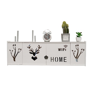 无线路由器收纳盒壁挂式WiFi置物架放猫机顶盒挂墙免打孔遮挡箱子