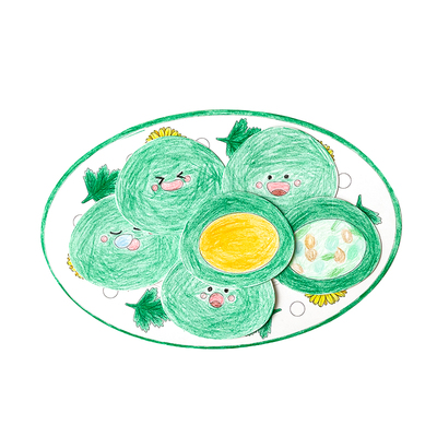 清明节手工DIY涂色青团贺卡片