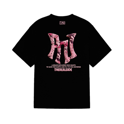 PNJ潮牌粉色卡通满印美式短袖