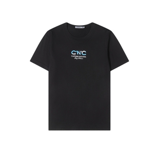 CNC男装奥莱潮流时尚短袖t恤男2025春夏新款字母刺绣简约透气上衣