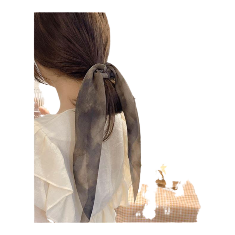水墨画头绳飘带春夏扎马尾韩版大肠发圈女扎头发蝴蝶结盘发神器