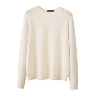 【天衣无缝】25秋季新款羊绒羊毛圆领镂空钩花高级感女针织羊毛衫