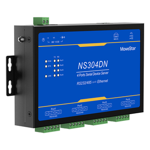 【MoweStar】移星工业级串口服务器4口RS232/485转以太网 Modbus转TCP桌面通讯网关 串口转RJ45网口 NS304DN