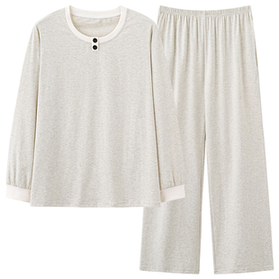 芬腾可安睡衣女款冬季纯棉布料100全棉带胸垫女浅灰家居服春秋天