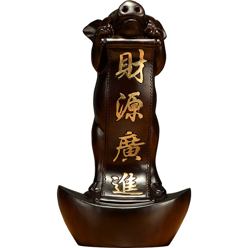 黑檀财源广进风水实木雕刻工艺品