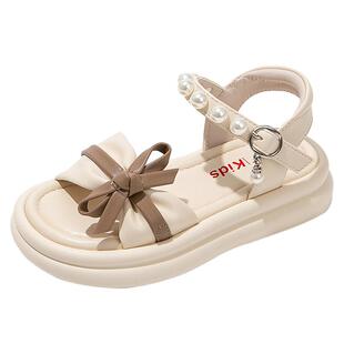 红蜻蜓黑色女童鞋子儿童小公主凉鞋女孩夏款夏季2025新款软底洋气