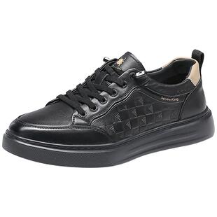 蜘蛛王小码36 37男鞋秋款真皮一脚蹬小黑鞋潮流大码45 46休闲板鞋