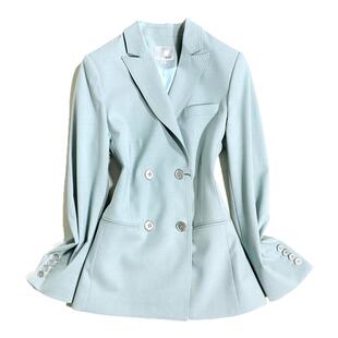 OFFIY-SUN时髦薄荷色通勤双排扣西服外套时尚春夏西装套装气质女