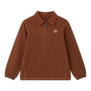 【魔方绒】咕噜日记童装儿童翻领卫衣秋冬装男童复古抓绒上衣女童