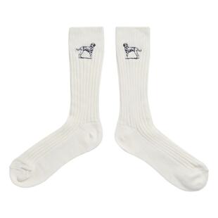 todaynowind中高筒纯色袜子 斑点狗刺绣日系堆叠感男女长袜