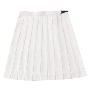 LF原创JK制服新款纯色轮褶裙学院风毕业高腰半身裙子白色女百褶裙