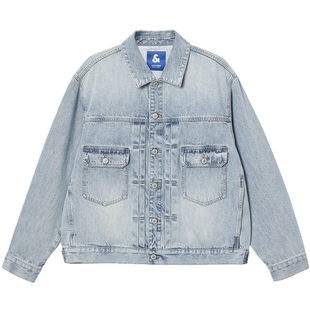 杰克琼斯牛仔外套男春季2026年新款硬挺有型翻领宽松夹克上衣男装