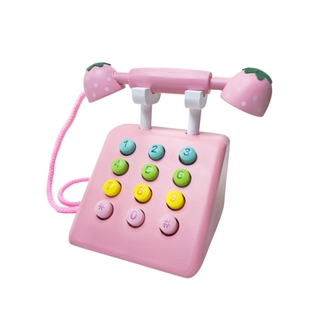 木制仿真电话机儿童过家家玩具老式手拨号复古座机打电话角色扮演