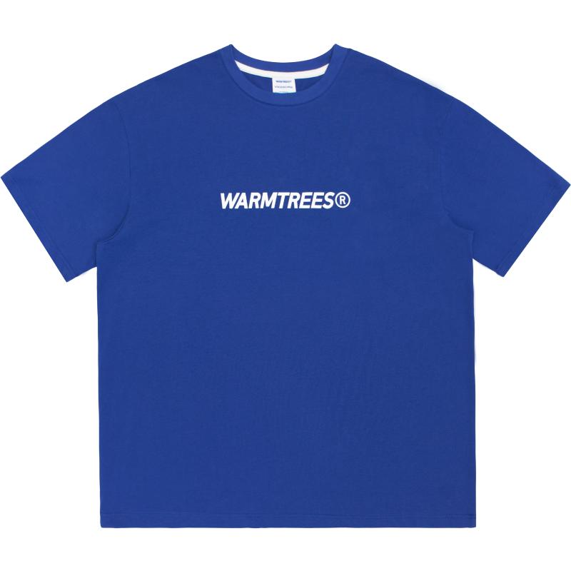 WARMTREES2024夏季新款品牌大写LOGO印花短袖男休闲宽松基础款T恤