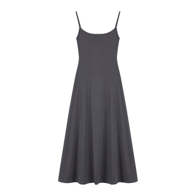 黑色带胸垫吊带连衣裙内搭长裙