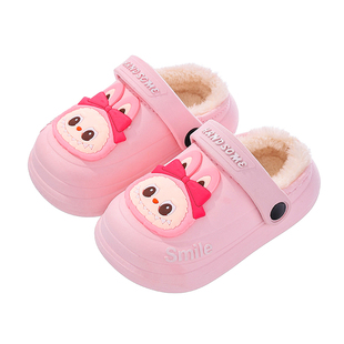 拉布布冬季儿童棉拖鞋女童厚底防水可拆洗亲子小中大童宝宝棉拖鞋
