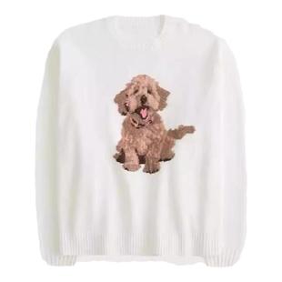 Hollister小海鸥秋冬款小狗毛衣宽松慵懒风针织衫圆领套头上衣女