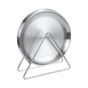 韩式不锈钢圆盘金色骨碟套装带收纳架吐骨头碟小吃盘碟子铁盘子