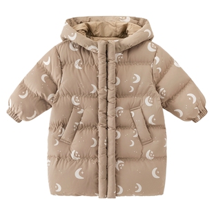 【红嘴雁绒】宝宝羽绒外套冬婴儿三防鸭绒连帽加厚保暖中长款衣服