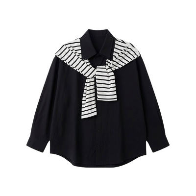 超好看叠穿披肩设计款长袖衬衫男